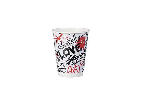 Double Wall Paper Cups 12/14oz Graffiti Design mix 25pcs