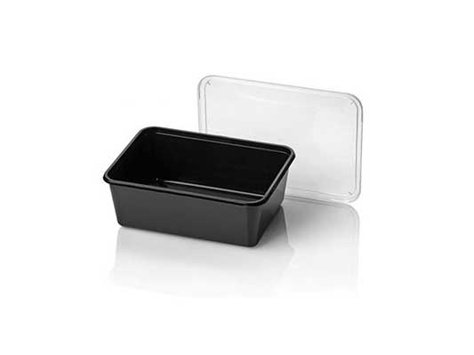 Black Microwave Containers with Clear Lids 1000ml - Re-usable