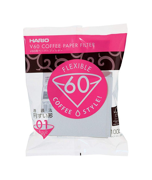 Hario V60 Size 01 Coffee Paper Filters, 100 pcs