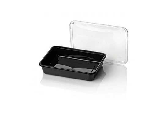 Black Microwave Containers with Clear Lids 500ml - Re-usable